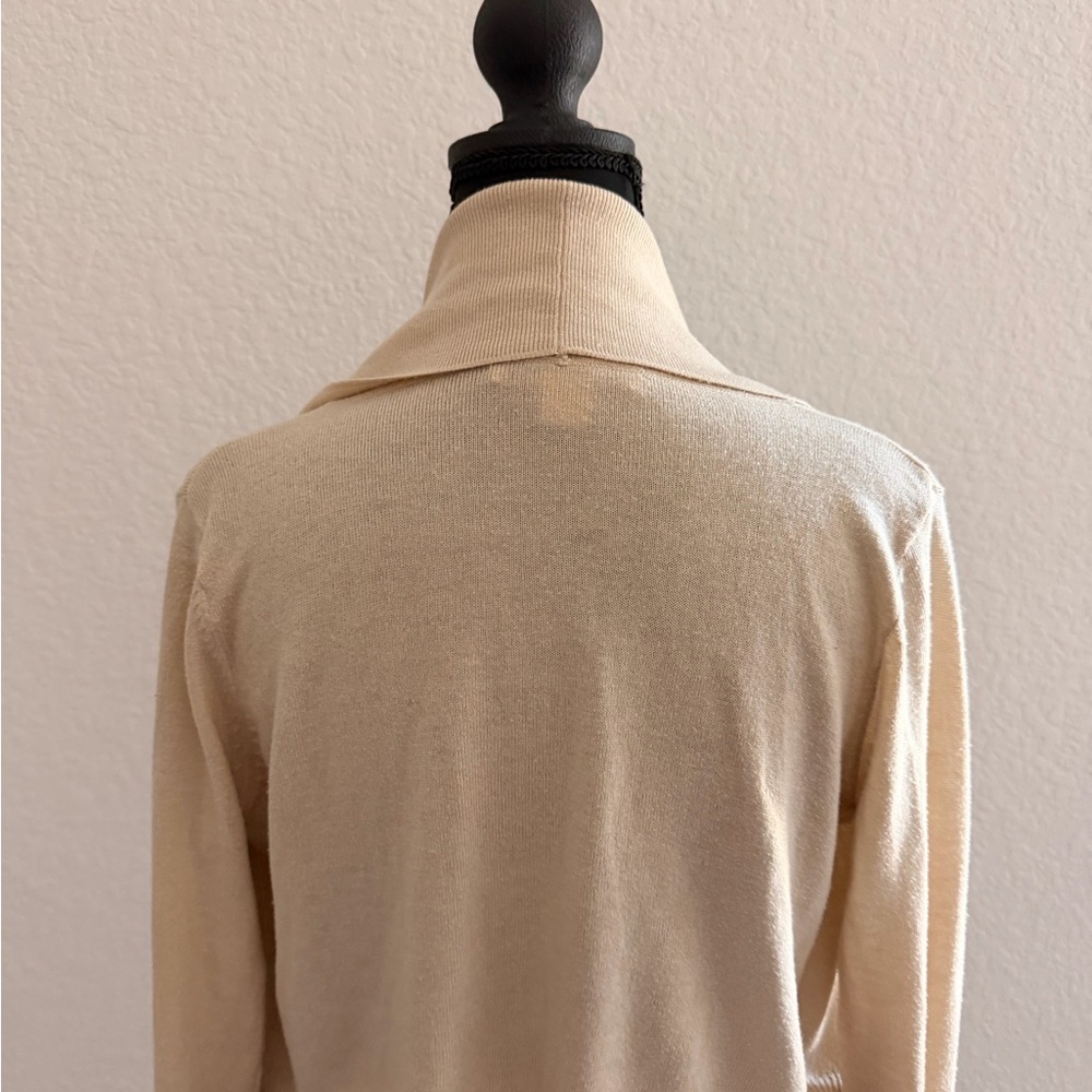 Forever 21 Beige Waterfall Knit Cardigan Draped Open Front Chic - Picture 3 of 10